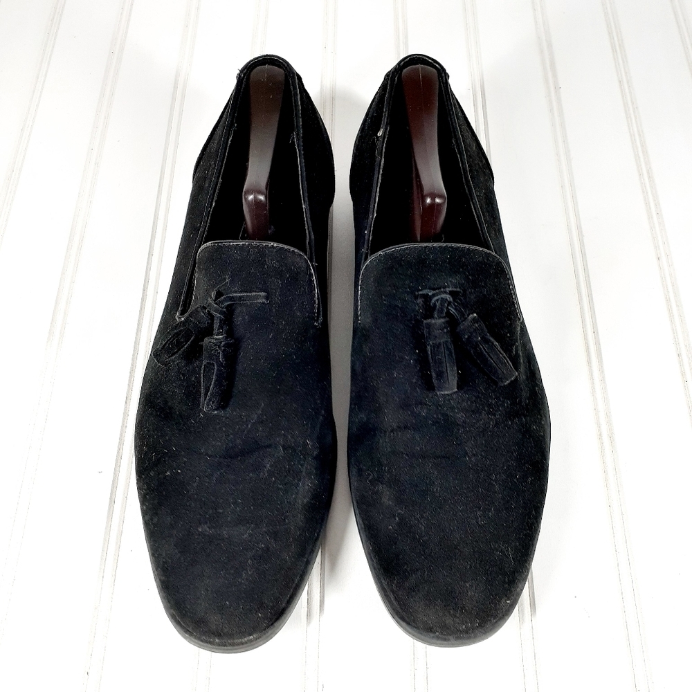 ASOS DESIGN Tassel Loafers In Black Faux Suede H807